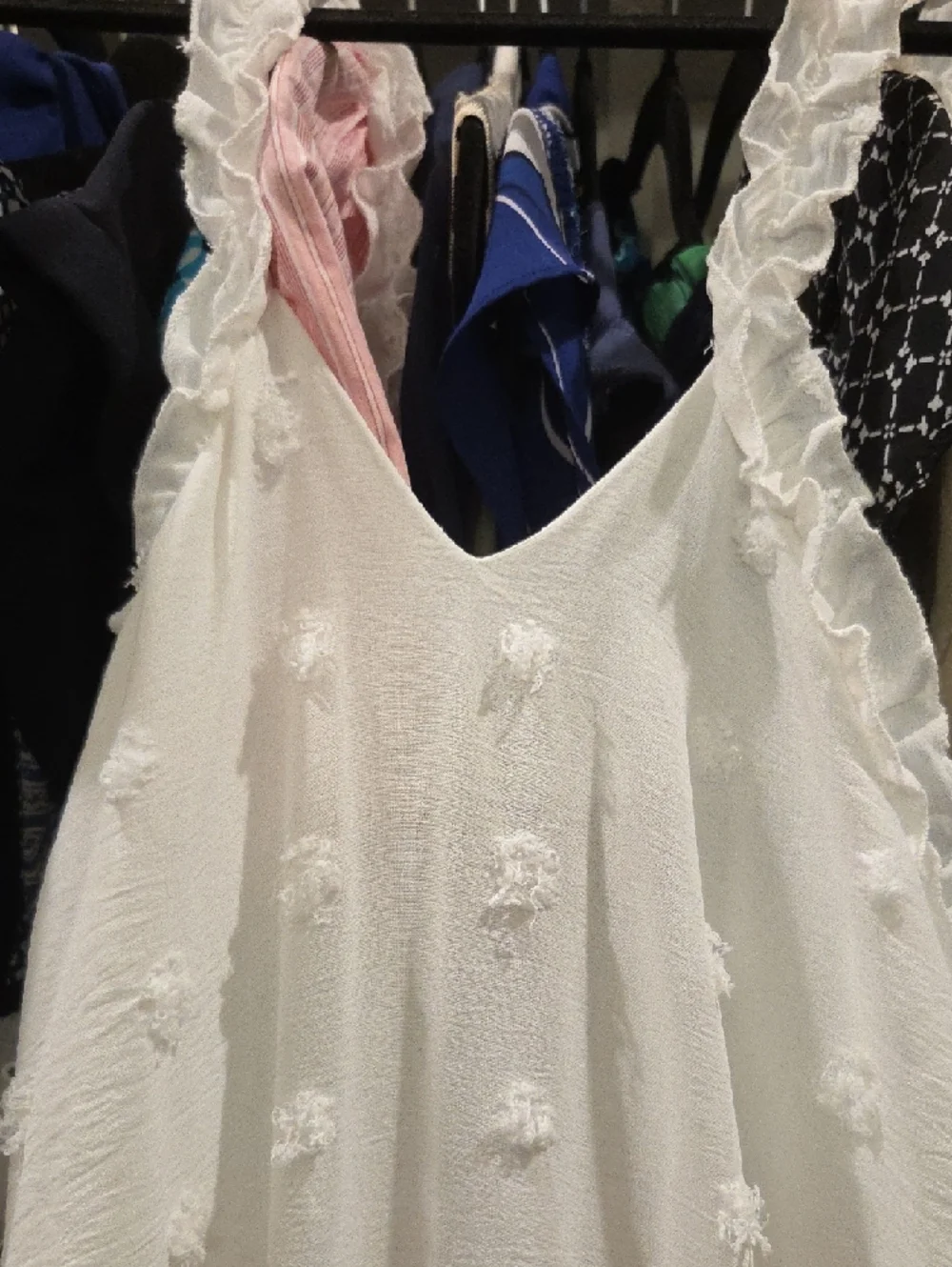 NEW White Textured Ruffle-Hem Maxi Dress - Picture 2 of 3